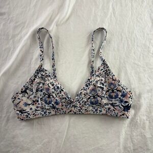 Athleta Barbados Blue & White Floral Adjustable Bikini Top Sz XXS Resort Beach